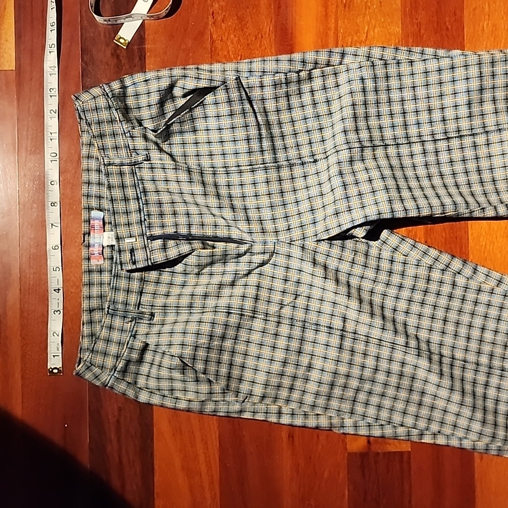 Urban Outfitters plaid kick flare pants in blue